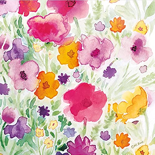 E+N Servietten Blumen Bunt 33x33 Cm - 20 Stück, 3-lagig, Wiederverschließbar, FSC-zertifiziert