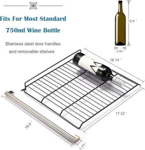 Image of Antarctic Star Wine Cooler /Cabinet Drink Refrigerator Fridge, 36 Bottle Freestanding Wine Chiller with Stainless Steel, Double-Layer Glass Door Touch Screen for Home Office /Bar, 4.4Cu.Ft., Silver