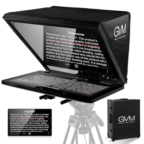 GVM 18.5'' Teleprompter Kit with Display, Aluminum Alloy for Digital Cameras/camcorders, Prompter with Remote Control & App, Colorless Spectroscope, Ultra HD Wide-Angle Lens for Video Recording