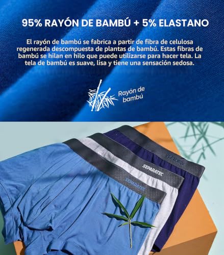 Calzoncillos bóxer para hombre Separatec de algodón suave con bolsas separadas en pack de 7 7