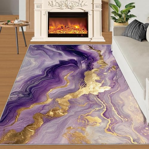 Tapis en marbre abstrait lavable pour protéger le sol du salon - 3