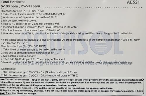 Image of Aquasol AE521 Total Hardness Test Kit 500 Tests (5-100 & 25-500 PPM (MG /L)