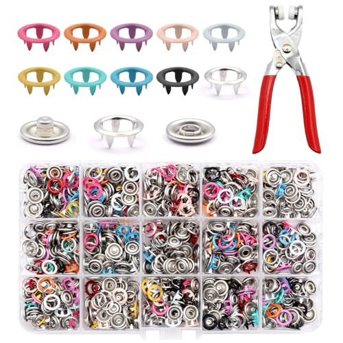 Scettar 250 Sets Druckknopf Set Mit Zange, Metall Druckknöpfe Ohne Nähen, Druckknopf Set Für Diy Basteln Kinderbekleidung Kleidung Taschen Annähen (Bunt)