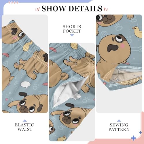 Boys' Pants Funny Pug Dog and Duck Long Bottoms Jogger Pants Elastic Waist Trousers with Pockets S-XL4