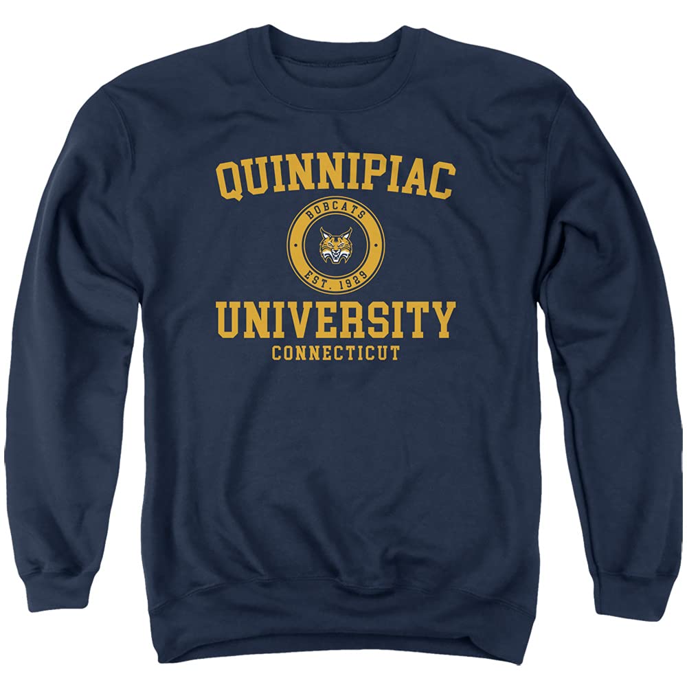 Quinnipiac University Official Circle Logo Unisex Adult Crewneck Sweatshirt,Navy, Medium