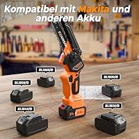 VIWKO Mini Kettensäge mit Akku, 8000mAh 6 Zoll Akku Kettensäge Bürstenlose Kompatibel mit Makita 18V Akku, Astsäge Akku mit Auto Öler Minikettensäge Motorsäge Handkettensäge Handsäge für Holzschneiden – Ansicht 3