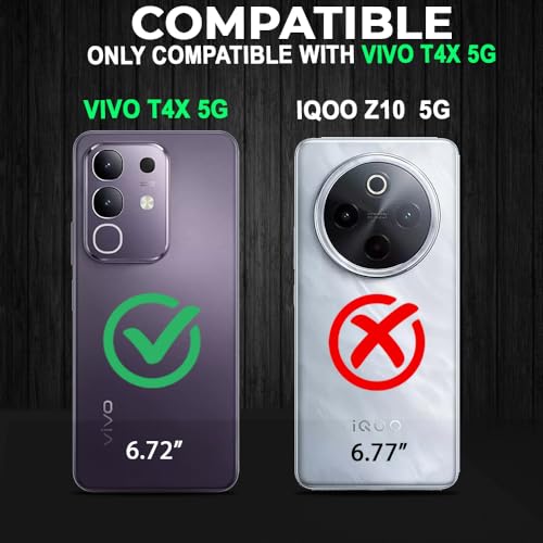 Image of AESTMO Armor Back Cover for Vivo T4X / Z10X / Y31 Pro 5G | Ring Holder & Kickstand & Camera Protection in-Built | 360 Degree Protection Back Case Cover (Black)