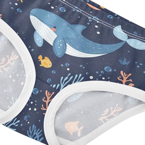 ZZKKO Ocean Whale Coral Girls Underwear Toddler Panties for Girls Comfort Brief Size 2T-8Y3