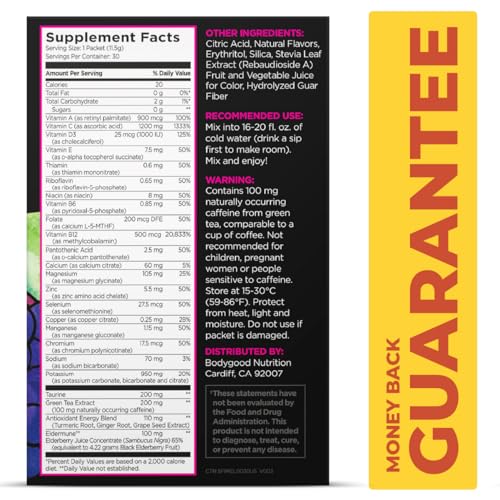 Image of Pureboost Sugar-Free Immune Clean Energy Booster Drink Mix, Elderberry 30ct