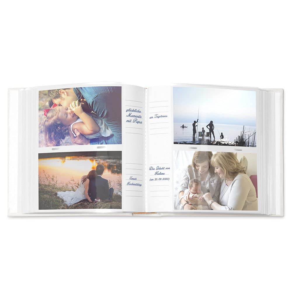 Maverton Einsteckalbum mit Aufdruck - Fotoalbum für 200 Fotos 10x15-50 Seiten - Größe: 21x22cm - Weiß - personalisierte Geschenke für Paar zur Hochzeit zum Hochzeitstag