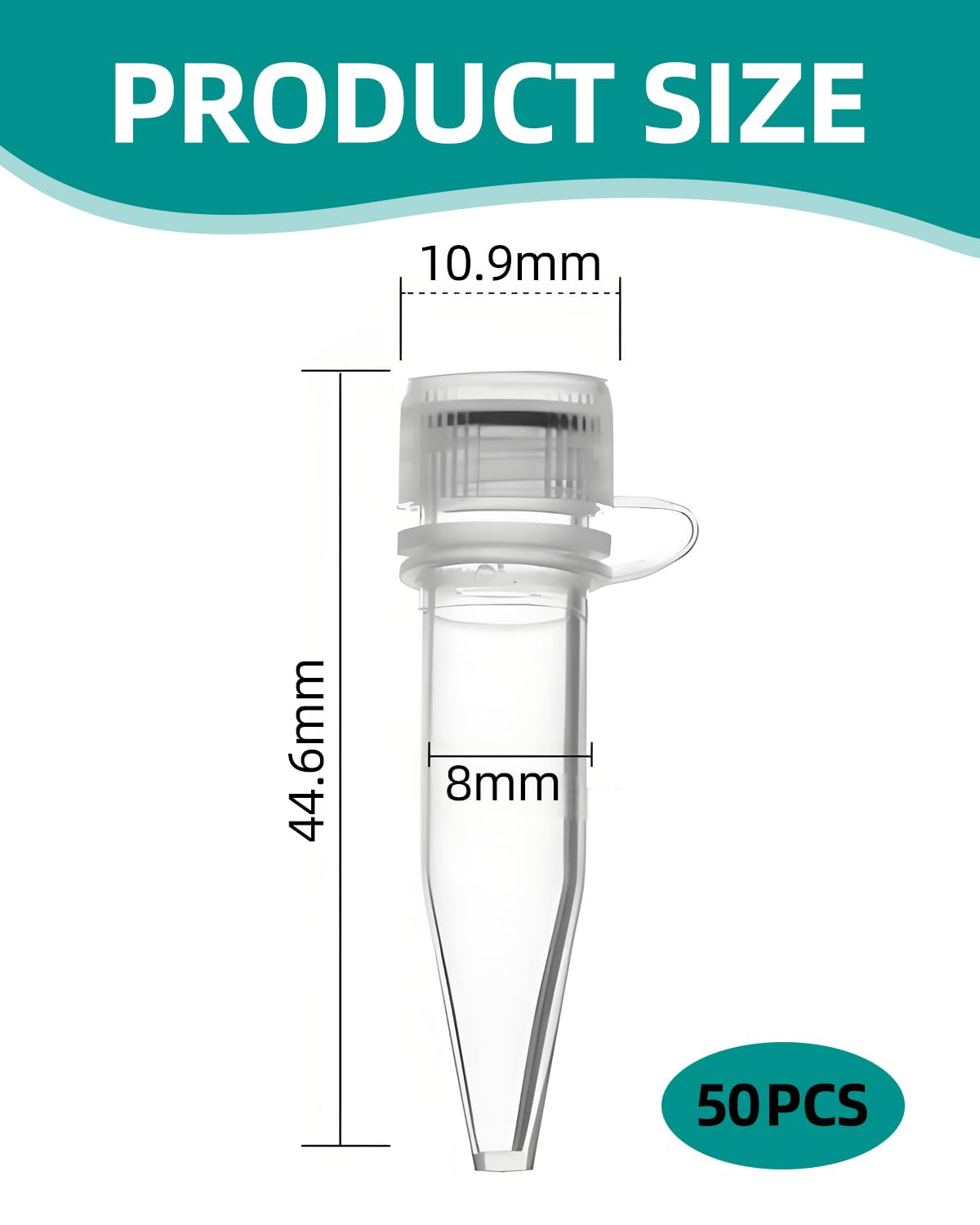 50 Stück 1.5 ml Reagenzglas Kunststoff Zentrifugenröhrchen mit Schraubverschluss, Kunststoff Kryoröhrchen, Fläschchen Labor Gefrierröhrchen, Klare Probe Vorratsbehälter für Labor