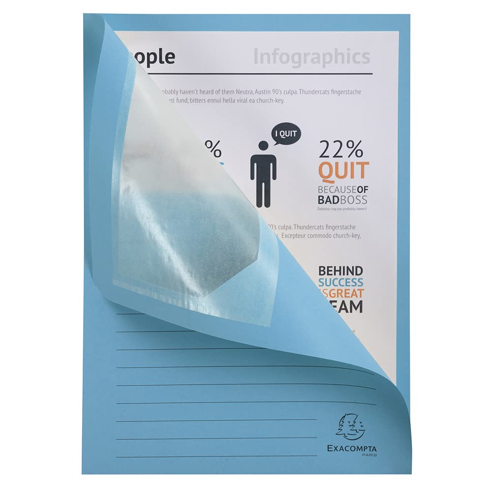 Exacompta - Réf. 50100E - Paquet de 100 chemises à fenêtre sans plastique Forever® 120 g/m² - couleurs vives - 100% recyclées et certifiées Ange Bleu - dimensions 22x31cm pour A4-10 couleurs assorties