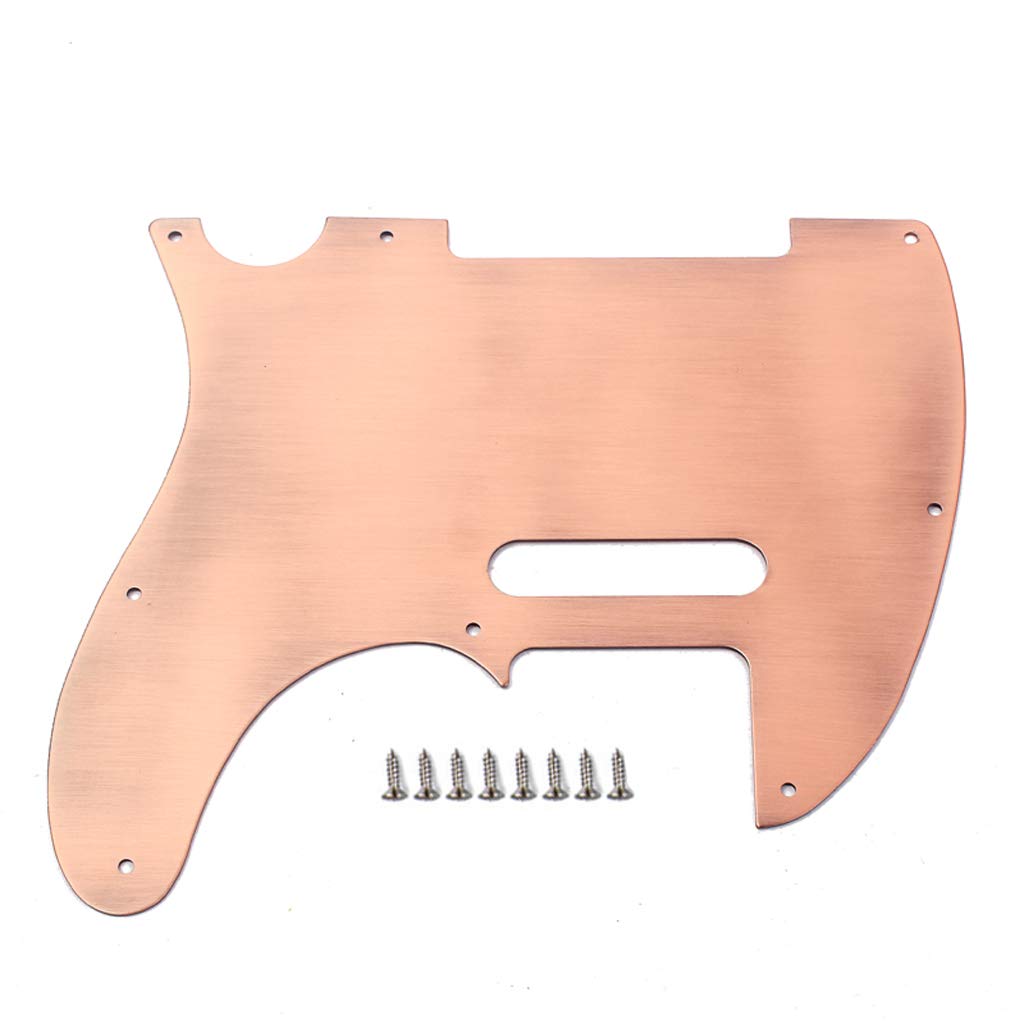 Alnicov Pickguard gitarowy, 8-otworowy tele metalowy pickguard gitarowy aluminiowa płyta do skrobania do USA/meksykańskiego Fender Telecaster Tele TL styl gitara brąz