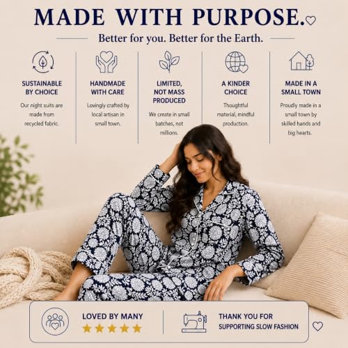 Image of Huar Cotton Pajamas Set for Women - Luxurious Cotton Womens Pajama Sets - Comfortable Christmas PJ Set, Breathable & Light Pj