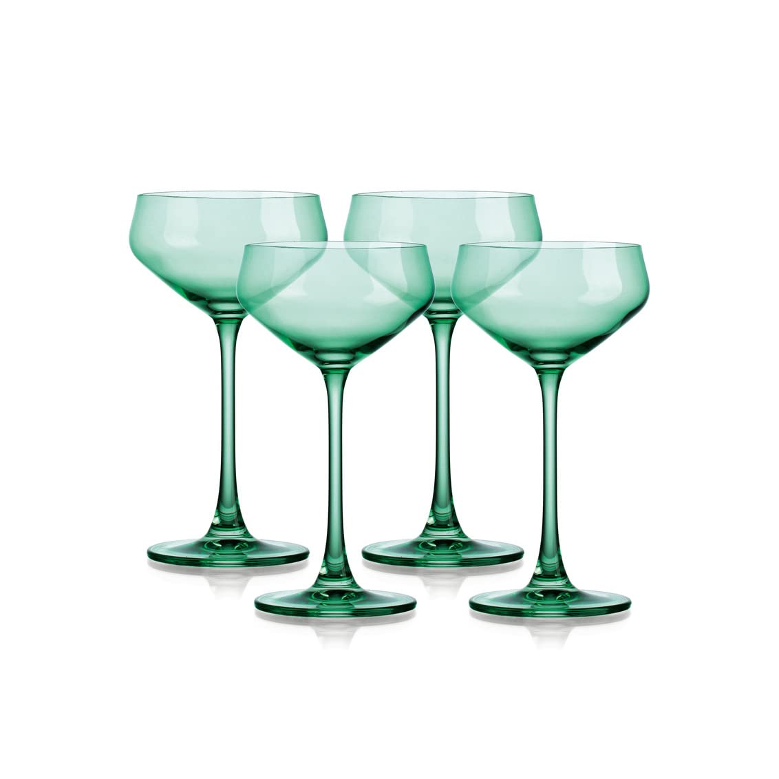 Godinger Martini Glasses, Coupe Cocktail Glasses, European Martini Glass Cocktail Glass Set of 4, Green, 6oz - Made in Europe