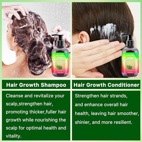 Hair Growth Shampoo and Conditioner Sets w/6 in 1 Heat Protectant Spray,Rosemary Oil Biotin Keratin Caffeine Sulfate Free Hair Thickening Products for Thinning Hair & Hair Loss,Gifts for Women Men - Image 5