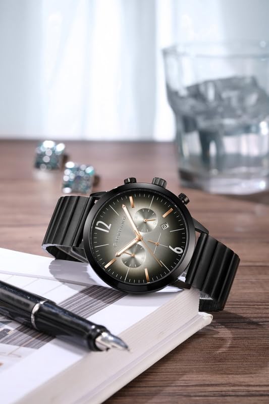 Image of Giordano Analog Chronograph Watch for Men - Round Dial, Date Display Function, Quartz Movement, Water Resistant, Stainless Steel Case & Strap - GZ-50153