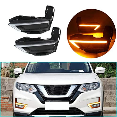 SureMart Extremely Bright Daytime Running Light DRL For Nissan Rogue 2017-2020 Bumper Driving Fog Lamps Front Sidemarker Lights Clear Lens Bumper Lights Model B