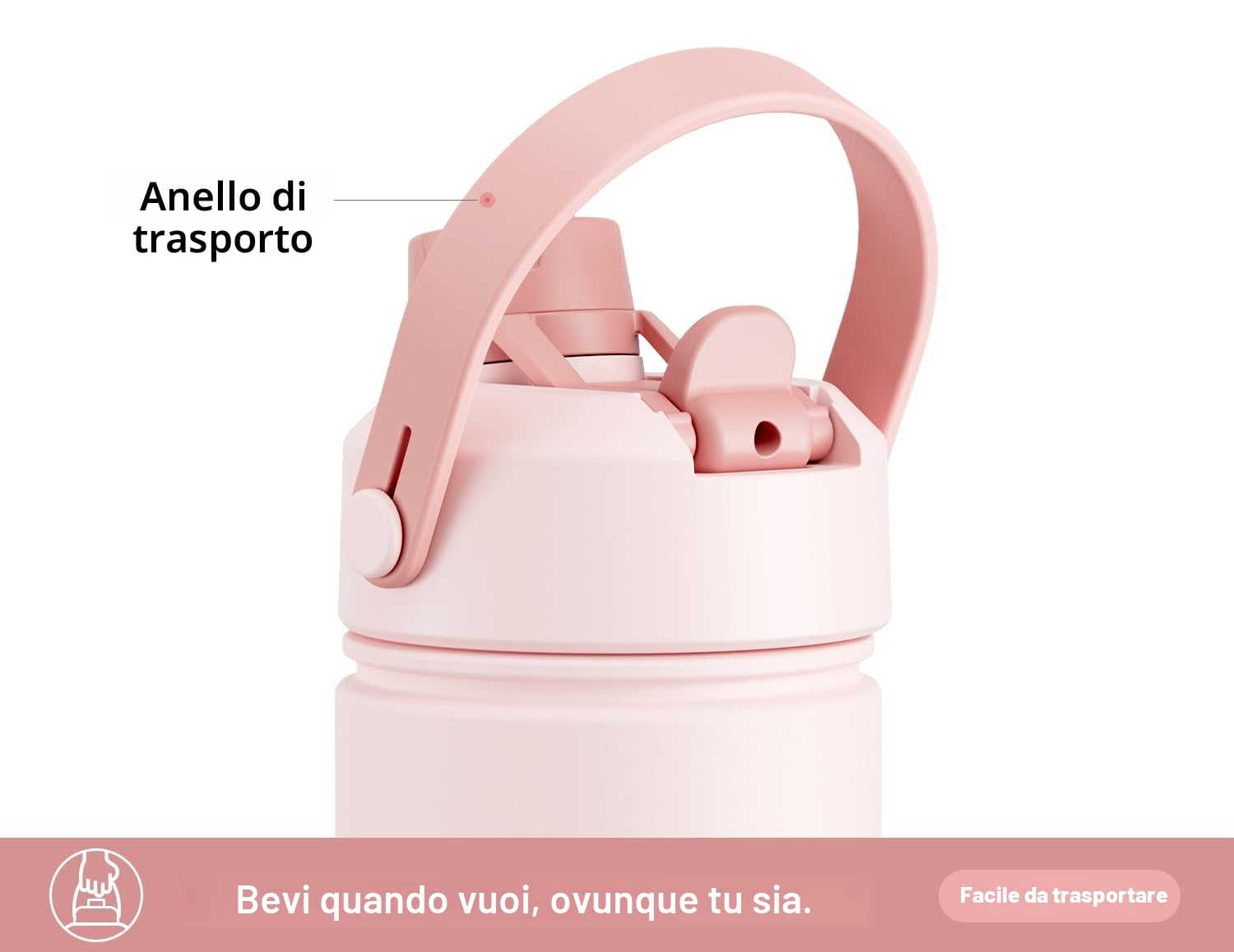 POWCAN Borraccia Isolata da 26 oz con Cannuccia 2 in 1 e Coperchio con Beccuccio, Mantiene Fredda 24 Ore, Si Adatta al Portabicchieri dell'Auto, Borraccia in Acciaio Inossidabile (Cotton Candy)