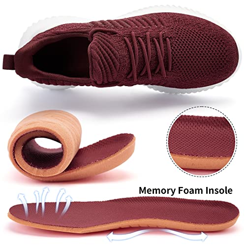 Image of Akk Womens Walking Shoes - Slip On Tennis Running Shoes Memory Foam Lightweight Work Sneakers for Indoor Outdoor Gym