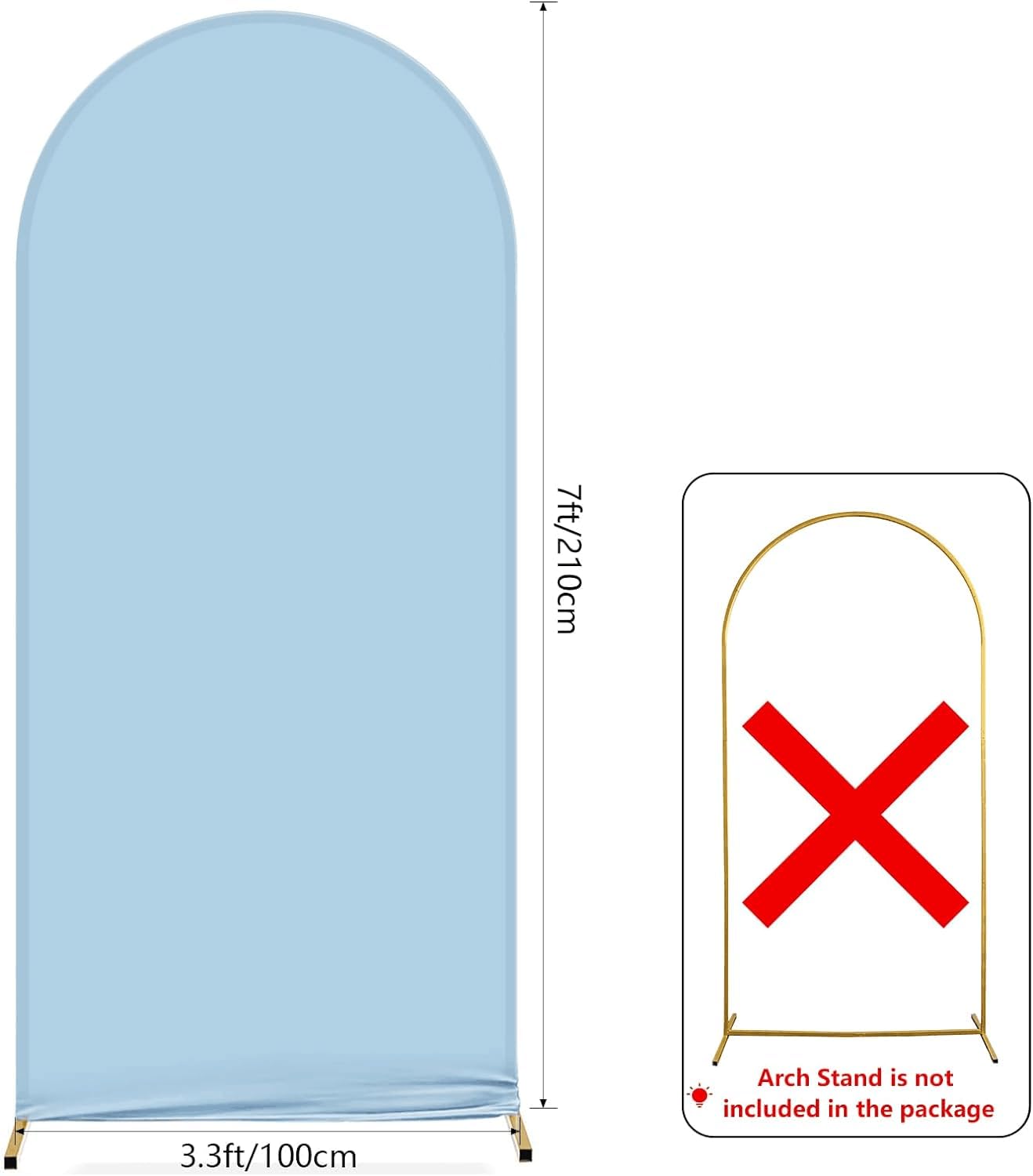 AIBIIN Arrière-plan en forme d'arche - Double face - Convient à la décoration de mariages, d'anniversaires, de fêtes de naissance et de banquets - Bleu uni - 1 x 2,1 m