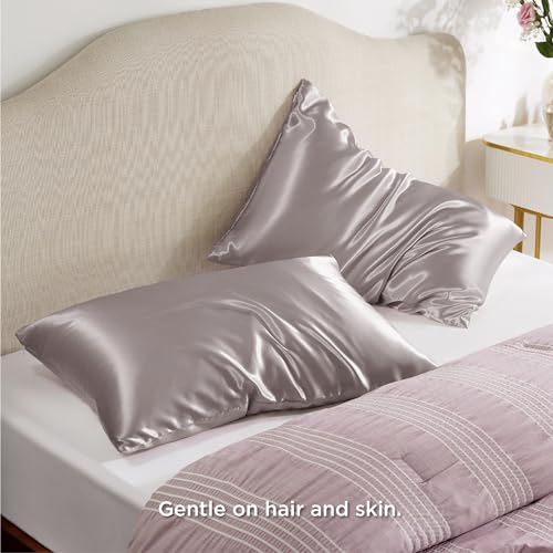 Image of Bedsure Satin Pillowcase with Zipper,King Pillow Cases Set of 2