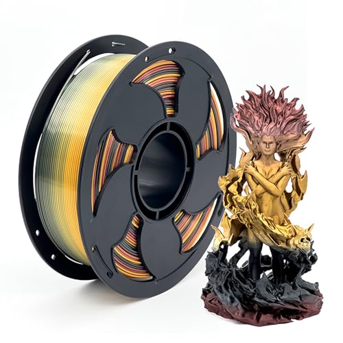 Image of Silk Rainbow Black Red Gold PLA 1.75mm 1kg Shiny 3D Printer Filament FDM | Silk finish Gradient Shiny Smooth transition Neatly wound Low warping Color Change 1kg spool 2.2lbs for Bambu Flashforge AMS