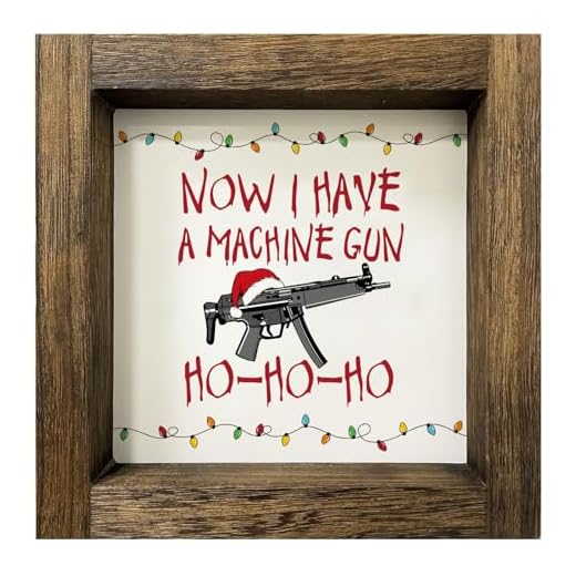 Homythe Die Hard Christmas Decorations, Funny Christmas Wooden Signs with Frame for Home Bathroom Wall Table Tiered Tray Decor, Die Hard Merch Gifts, White Elephant Gifts Stocking Stuffer, 7x7 Inch