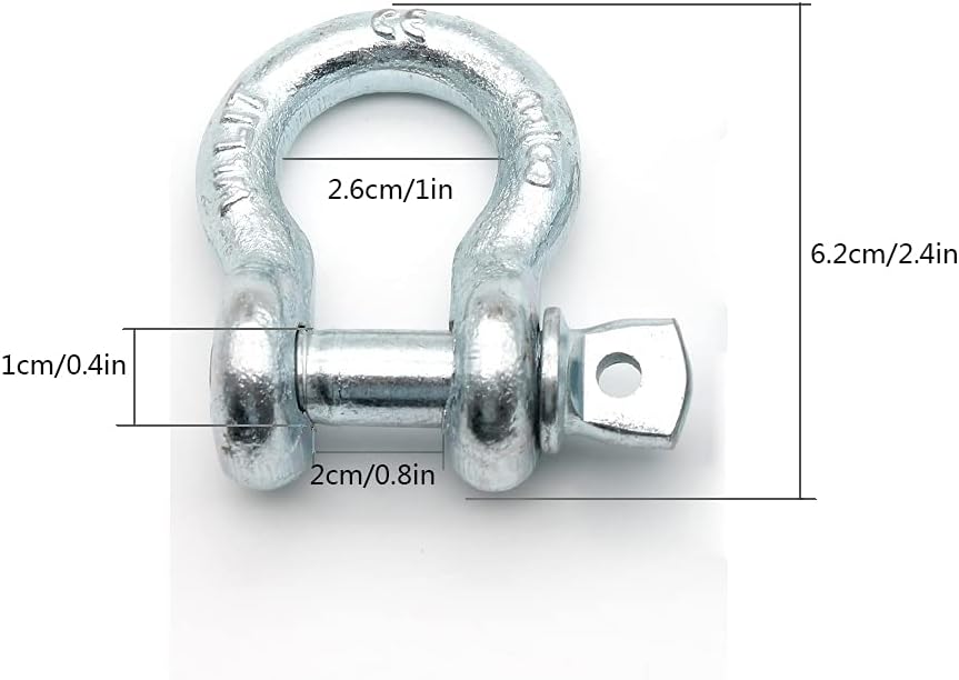 WANLIAN D Ring Shackles, 3/8 Inch,Silvery, Heavy Duty Forged with 1 Ton Capacity. (4 Pack) - Image 5