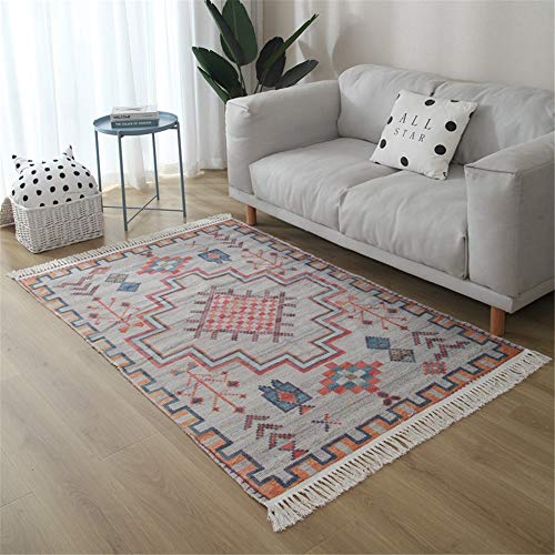 Alfombra Tejida A Mano Con Borlas, Morbuy Algodón Y Lino Estampadas Talla Grande Esterilla Lavable, Decorativo Manta Té Cuarto De Estar Alfombra Mesita Área De Alfombra 120 160cm,Enrejado Alfombra Tejida A Mano Con Borlas, Morbuy Algodón Y Lino Estampadas Talla Grande Esterilla Lavable, Decorativo Manta Té Cuarto De Estar Alfombra Mesita Área De Alfombra 120 160cm,Enrejado