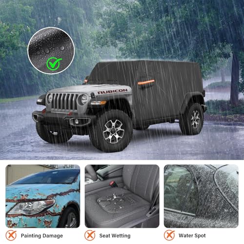 Image of Custom Fit Wrangler JK JL 4 Door Car Cover 2007-2025 | Waterproof & Windproof All-Weather Protection with UV Shield | Easy Install & Durable Fit