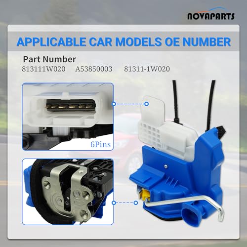 Image of NOVAPARTS Door Lock Latch Actuator 81311-1W020 for Kia Rio 2012-2017, Rio5 2011 Front Left Driver Side LH 1.6L Replaces # 813111W020 A53850003