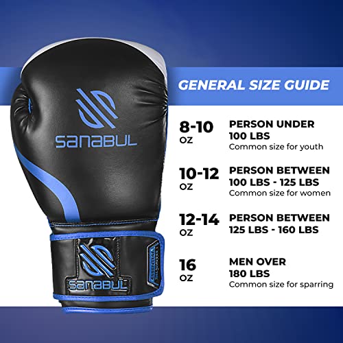 Sanabul Essential Gel Boxing Kickboxing Training Gloves (Black/Metallic Blue, 8 Oz) #TOP3