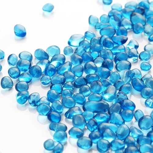 Image of 1 LB (460g) Tumbled Irregular Sea Glass Gemstone Chips, Lake-Blue | Vibrant Long-Lasting Hues, Premium Polished, Safe Non-Toxic Material, Ideal for DIY Crafts & Decorations
