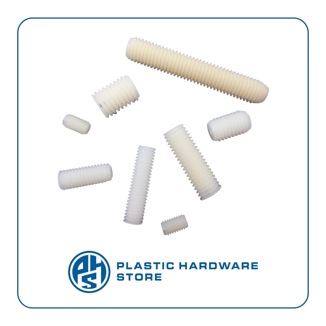 Grano filetatto in Plastica (Nylon 6.6), Viti Senza Testa Taglio Cacciavite per Fissaggio di Lastre e Pannelli i modo Invisibile - M6X8 - 20 pezzi - Plastic Hardware Store