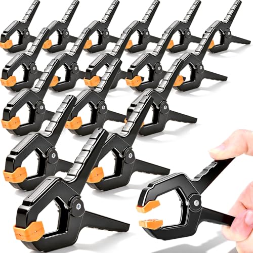 18Pack Spring Clamps Heavy Duty Clips with Jaw Pads for Woodworking Balloon Arch Backdrop Stand Clips 3.5inch Plastic Small Spring Clamps for Photography Backdrops Holder Crafts Fabric Backdrop