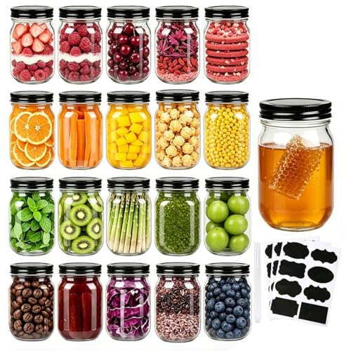 QAPPDA 20 Pack Mason Jars Glass Jars With Lids 12 oz