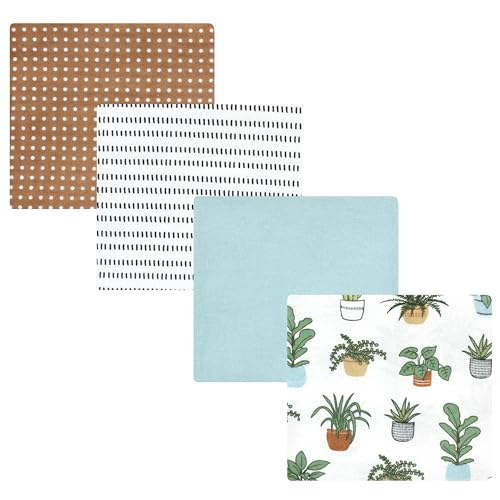 Image of Hudson Baby Unisex Baby Cotton Poly Flannel Receiving Blankets, Plants, One Size