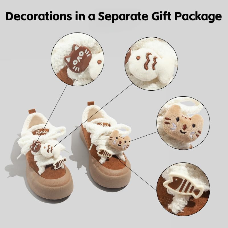 Cat Shoes Walking Sneakers for Women Platform Y2K Fur Lined Cute Fish Cat Decor Soft Comfortable US4-8 - Image 3