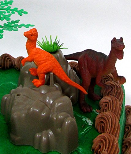 Prehistoric T-Rex DINOSAUR 12 Piece Birthday CAKE Topper Set Featuring a T-Rex and 4 Random Dinosaur Figures, Themed Decorative Accessories, Dinosaurs Average 1/2" to 4" Inches Tall