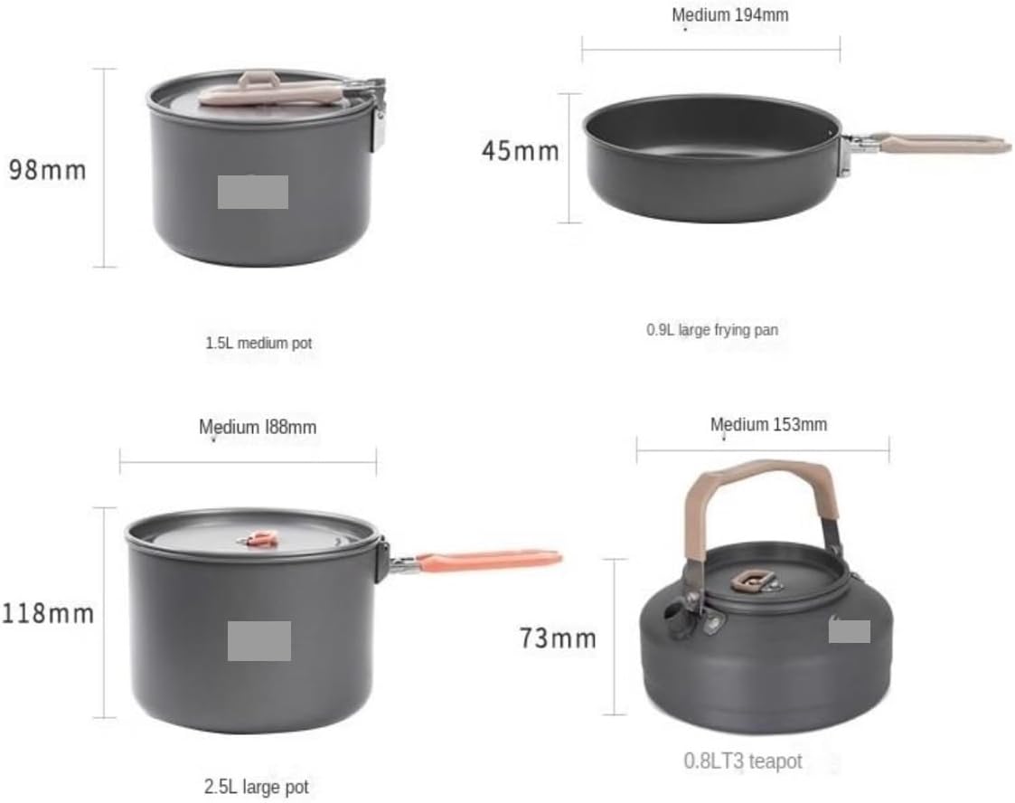 Camping Cookware Camping Utensils Dishes Cookware Set Picnic Hiking Heat Exchanger Pot Kettle Outdoor Tourism Tableware Survival Gear
