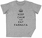 Keep Calm and Eat Farinata Gris Niños Chicos Chicas Camiseta Unisexo Tamaño XS Grey Kid's Boys Girls tee Size XS