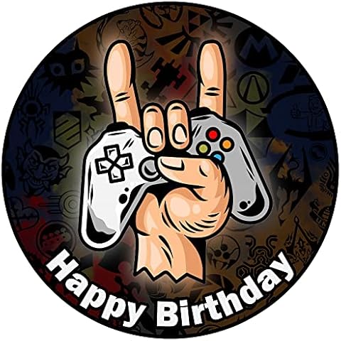 J&M DECO Tortenaufleger Geburtstag - Tortendeko Gamer Motiv Cover