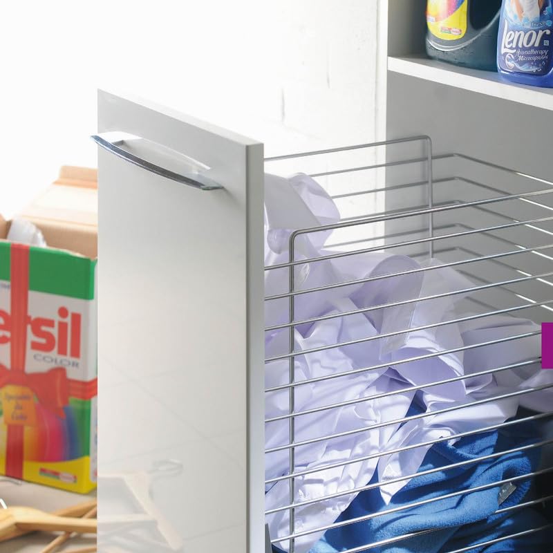 Stolmet Panier Coulissant pour Armoire 30 cm (Largeur du Panier : 25 cm) – Fermeture Amortie, Métallique Argent