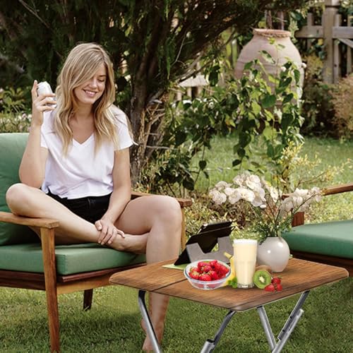 Image of Garden 4 you Folding TV Tray Table Set of 2, TV Dinner Table with Sturdy MDF Top, Eating Trays for Living Room with No Assembly Required (Yellow Brown, 2PCS)