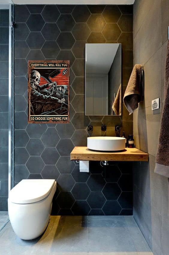 Miniatura 4 de Letrero creativo de hojalata con diseño de esqueleto de carreras de auto, divertido letrero de metal, decoración de pared retro para puerta del