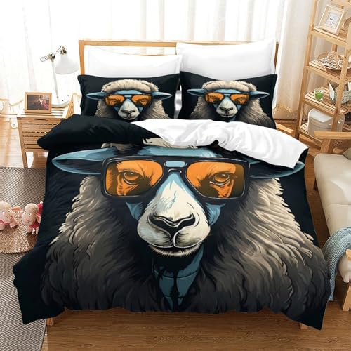 Housse de couette microfibre ultra douce 140x200 parure de lit 3D mouton