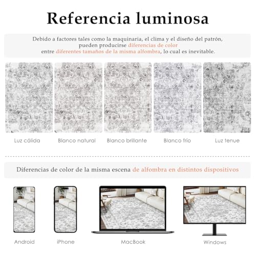 Alfombra pasillo gris 60x180 cm de pelo corto antideslizante lavable para el hogar 3