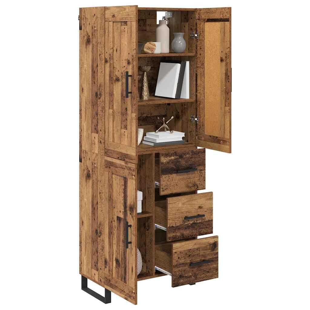 SYDE Credenza alta 2 unità legno 69,5 x 34 x 180 cm | Ante con cerniere, maniglie in metallo nero, ripiani, gambe quadrate, montaggio facile