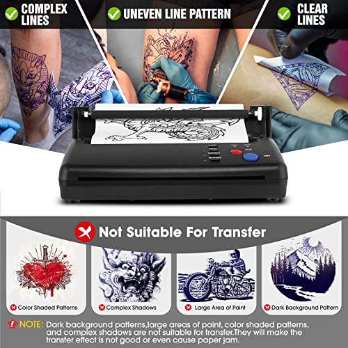 CORIEOSD Tattoo Transfer Stencil Machine with 20 Free Thermal Tattoo Kit Copier Printer Tattoo Transfer Stencil Paper Tattoo Stencil Printer Machine for Tattoos Black Version